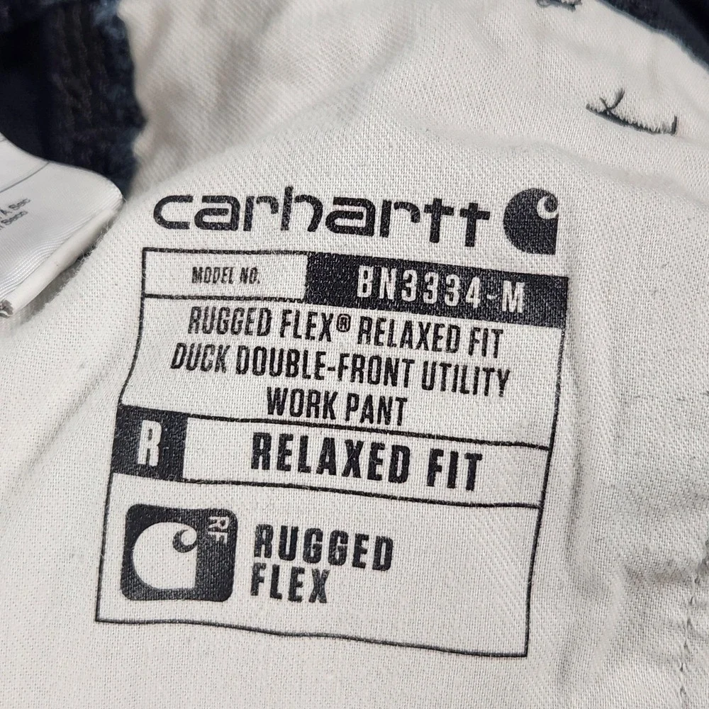 Carhartt Rugged Flex Pants Mens 36x32 Black Relaxed Duck Double Front Carpenter